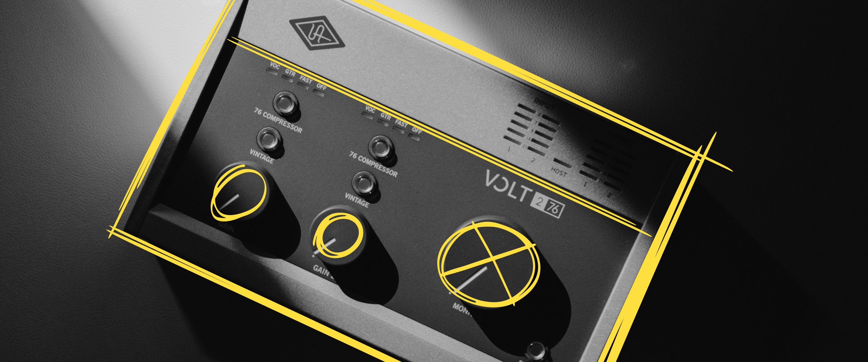 Close-up of an audio interface
